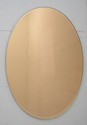 Italian Bronze Brass Oval Mirror, 1970s-FER-562501