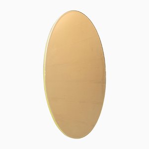 Italian Bronze Brass Oval Mirror, 1970s-FER-562501