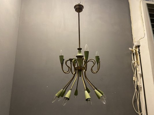 Italian Bronze Chandelier from Stilnovo, 1950s-JJC-1700460