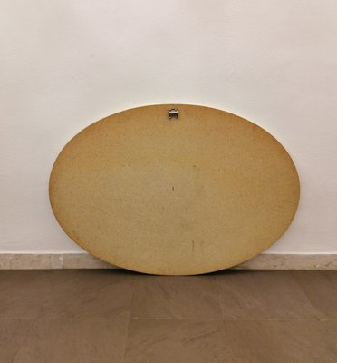 Italian Bronzed Glass Oval Wall Mirror, 1970s-ZST-1080574