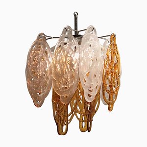 Italian Brown and White Murano Glass Pendant Lamp, 1960s-KL-620357