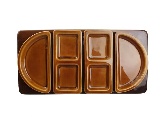 Italian Brown Glazed Ceramic Appetizer Dishes by F. Bettonica for Gabbianelli, 1965, Set of 5-RD-1769604