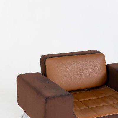 Italian Brown Leather Lounge Chairs, 1970s, Set of 2-VEI-1273069