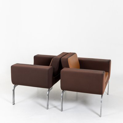 Italian Brown Leather Lounge Chairs, 1970s, Set of 2-VEI-1273069