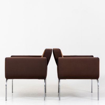 Italian Brown Leather Lounge Chairs, 1970s, Set of 2-VEI-1273069