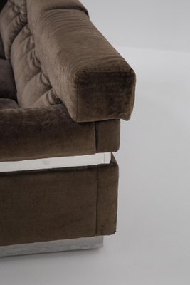 Italian Brown Velvet and Steel Sofa by Vittorio Introini-RCE-1099521