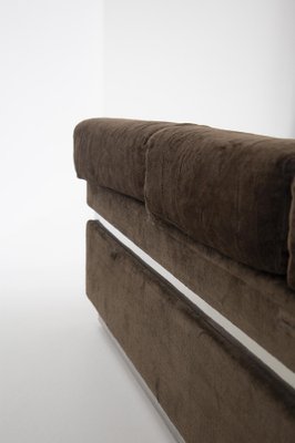 Italian Brown Velvet and Steel Sofa by Vittorio Introini-RCE-1099521