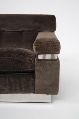 Italian Brown Velvet and Steel Sofa by Vittorio Introini-RCE-1099521