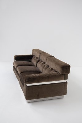 Italian Brown Velvet and Steel Sofa by Vittorio Introini-RCE-1099521