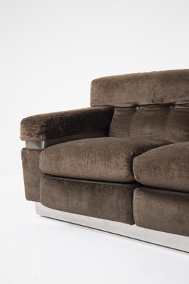 Italian Brown Velvet and Steel Sofa by Vittorio Introini-RCE-1099521