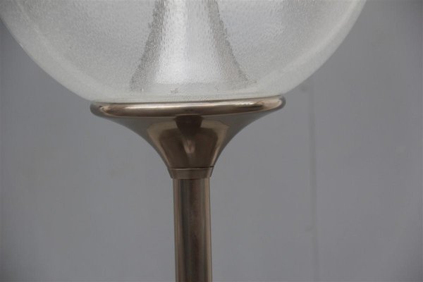 Italian Brushed Steel and Glass Floor Lamp from Mazzega, 1970s-EH-552325