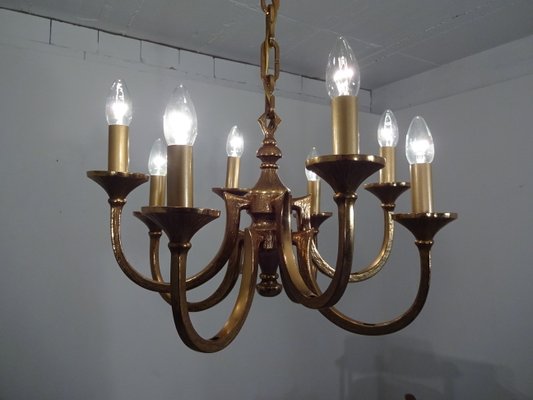 Italian Brutalist Bronze Chandelier, 1960s-RDW-546950