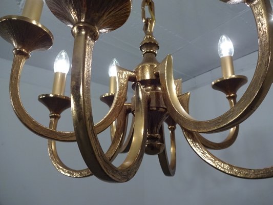 Italian Brutalist Bronze Chandelier, 1960s-RDW-546950