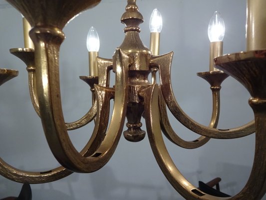 Italian Brutalist Bronze Chandelier, 1960s-RDW-546950