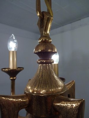 Italian Brutalist Bronze Chandelier, 1960s-RDW-546950