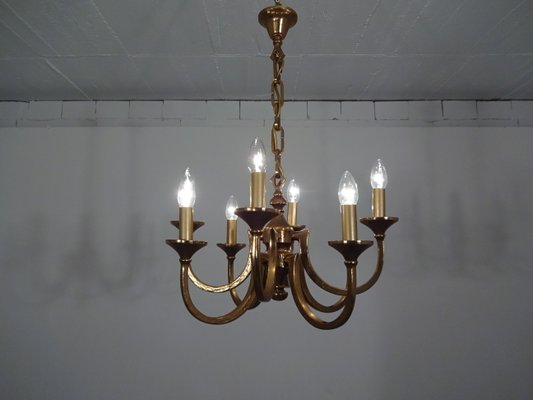 Italian Brutalist Bronze Chandelier, 1960s-RDW-546950