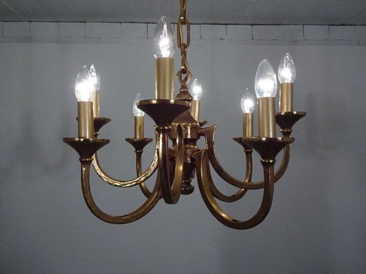 Italian Brutalist Bronze Chandelier, 1960s-RDW-546950