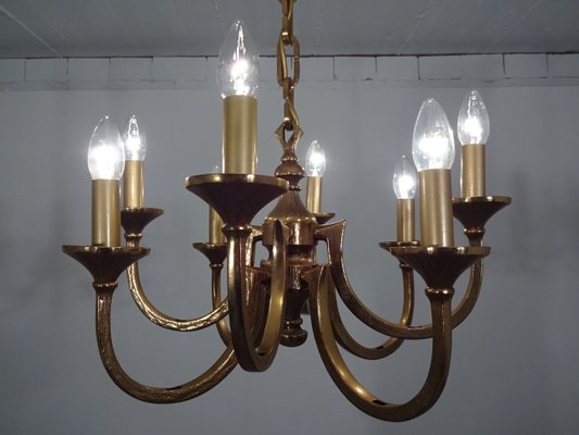 Italian Brutalist Bronze Chandelier, 1960s-RDW-546950