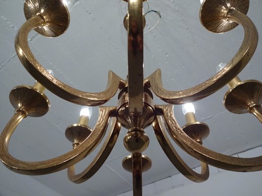 Italian Brutalist Bronze Chandelier, 1960s-RDW-546950