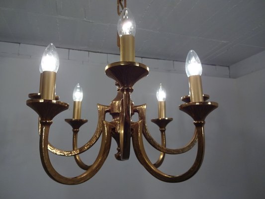 Italian Brutalist Bronze Chandelier, 1960s-RDW-546950