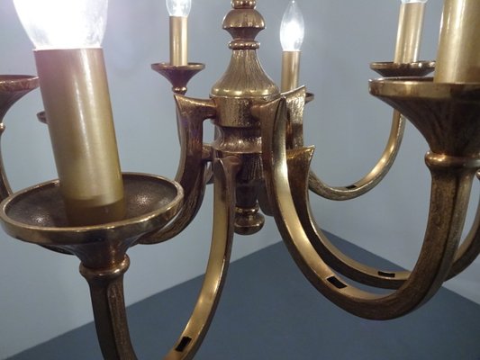 Italian Brutalist Bronze Chandelier, 1960s-RDW-546950