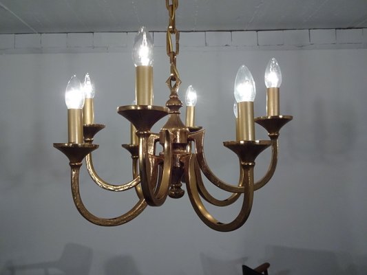 Italian Brutalist Bronze Chandelier, 1960s-RDW-546950