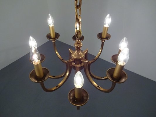 Italian Brutalist Bronze Chandelier, 1960s-RDW-546950