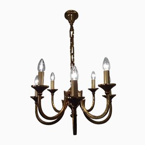 Italian Brutalist Bronze Chandelier, 1960s-RDW-546950