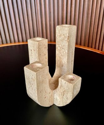 Italian Brutalist Four-Arm Candleholder in Travertine by Fratelli Mannelli, 1970s-JP-1195906