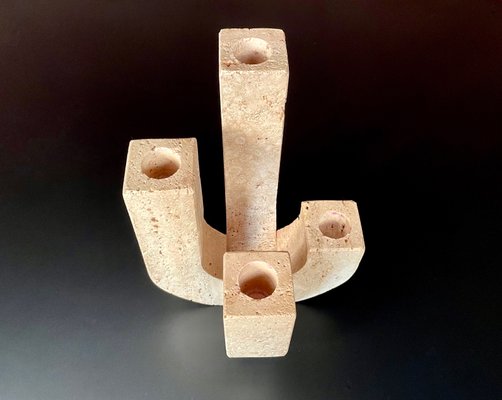 Italian Brutalist Four-Arm Candleholder in Travertine by Fratelli Mannelli, 1970s-JP-1195906