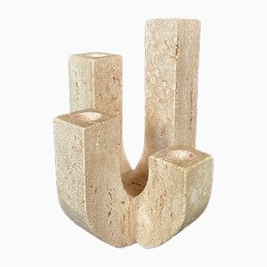 Italian Brutalist Four-Arm Candleholder in Travertine by Fratelli Mannelli, 1970s-JP-1195906