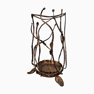 Italian Brutalist Hand Wrought Iron Umbrella Stand by Salvino Marsura, 1960s-EUP-884389