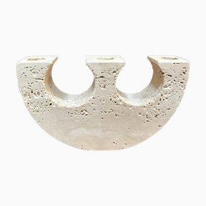 Italian Brutalist Three-Arm Candleholder in Travertine by Fratelli Mannelli, 1970s-JP-965104