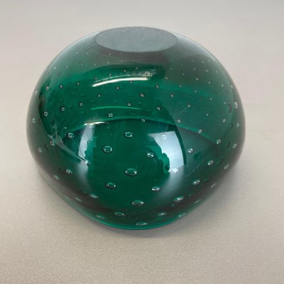 Italian Bullicante Green Bowl in Murano Glass, 1970s-QZ-1257934