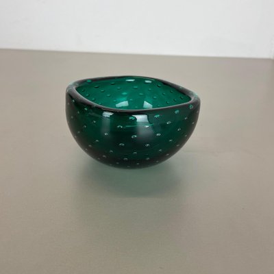 Italian Bullicante Green Bowl in Murano Glass, 1970s-QZ-1257934