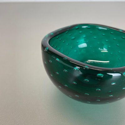 Italian Bullicante Green Bowl in Murano Glass, 1970s-QZ-1257934