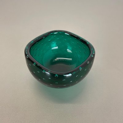 Italian Bullicante Green Bowl in Murano Glass, 1970s-QZ-1257934