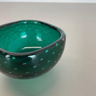 Italian Bullicante Green Bowl in Murano Glass, 1970s-QZ-1257934