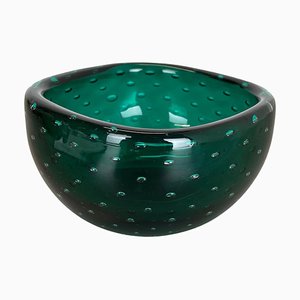 Italian Bullicante Green Bowl in Murano Glass, 1970s-QZ-1257934