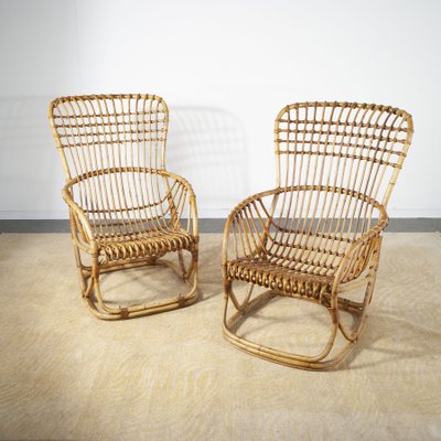 Italian Cane Armchairs, 1960s, Set of 2-JQO-1031330