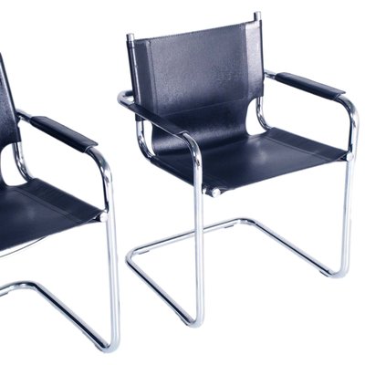 Italian Cantilever Style S34 Armchairs in Chromed Steel Numbered by Mart Stam, 1960s, Set of 2-NJV-1154942