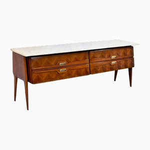 Italian Carrara Marble and Brass Sideboard, 1960s-DUG-2041790