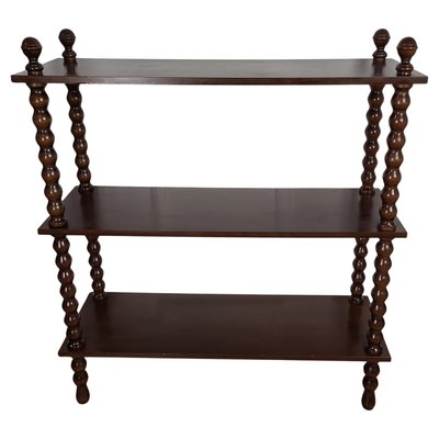 Italian Carved Bobbin Turned Walnut Bookcase, 1950s-EUP-2026631