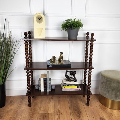 Italian Carved Bobbin Turned Walnut Bookcase, 1950s-EUP-2026631