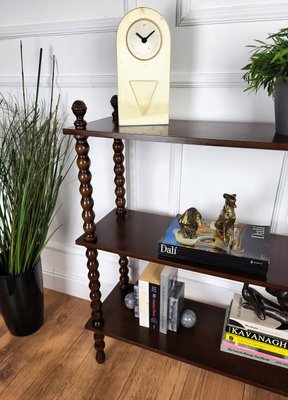 Italian Carved Bobbin Turned Walnut Bookcase, 1950s-EUP-2026631