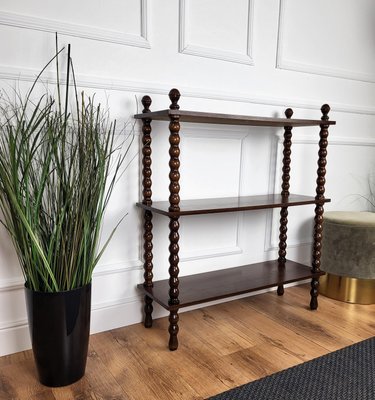 Italian Carved Bobbin Turned Walnut Bookcase, 1950s-EUP-2026631