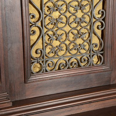 Italian Carved Bookcase with Iron Grid-RAQ-2026391