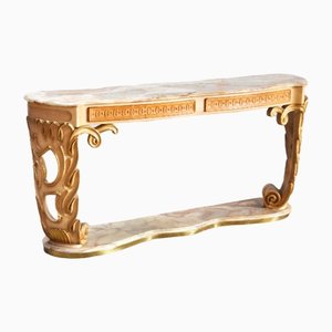 Italian Carved & Gilded Wood Console with Onyx Top, 1940s-WUY-1253903