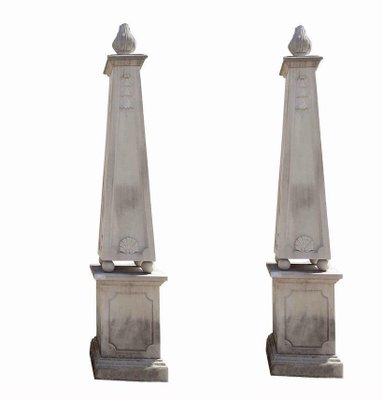 Italian Carved Stone Obelisks, Set of 2-MBH-1031810