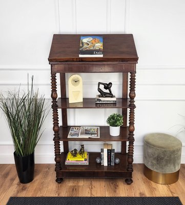 Italian Carved Walnut Wood Three Shelves, 1950s-EUP-2023168